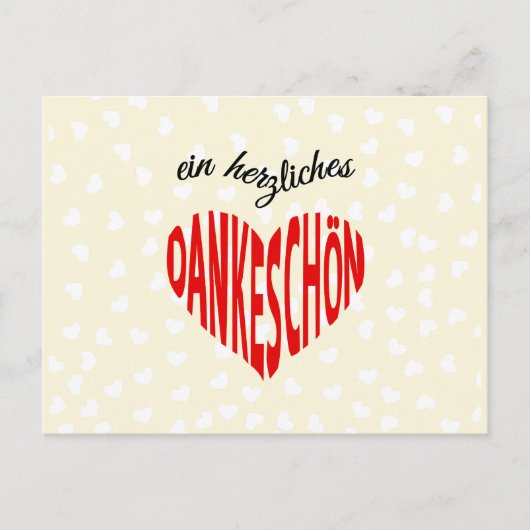 Dankeschon rood hart bedankt briefkaart (Voorkant)