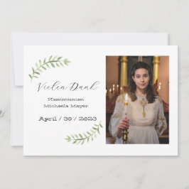 Dankeskarte Kommunion / Konfirmation weiß Zweig Kaart