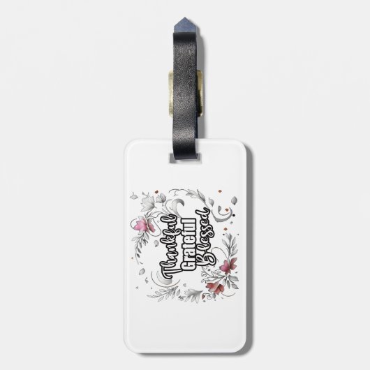 Dankful Grateful Blessed Bagagelabel (Achterkant verticaal)
