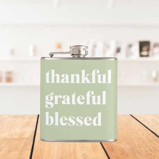 Dankful Grateful Blessed | Citaat Thanksgiving Heupfles