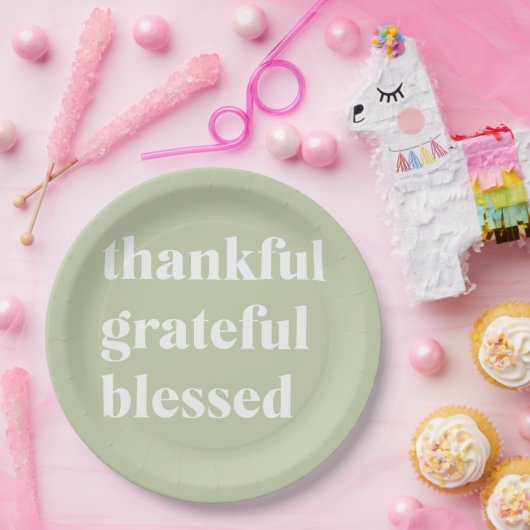 Dankful Grateful Blessed | Citaat Thanksgiving Papieren Bordje (Feest)