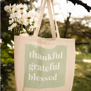 Dankful Grateful Blessed Citaat Thanksgiving Tote Bag