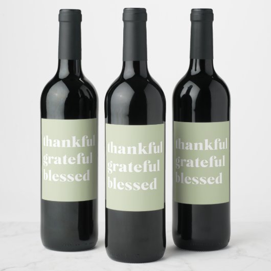 Dankful Grateful Blessed | Citaat Thanksgiving Wijn Etiket (Flessen)