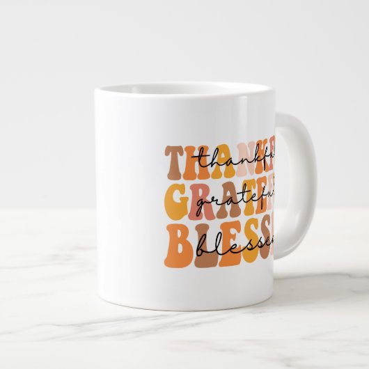 Dankful Grateful Blessed Extra Grote Beker (Voorkant rechts)