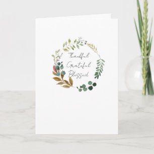 Dankful Grateful Blessed Herfst Leaf Rustic Modern Kaart