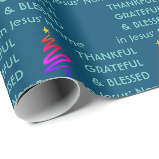 DANKFUL GRATEFUL BLESSED | Naam van Jezus | Kerstm Cadeaupapier (Rol Hoek)
