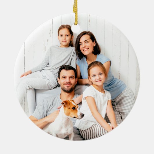 Dankful Grateful Blessed PHOTO BACK Dusty Blue Keramisch Ornament (Achterkant)