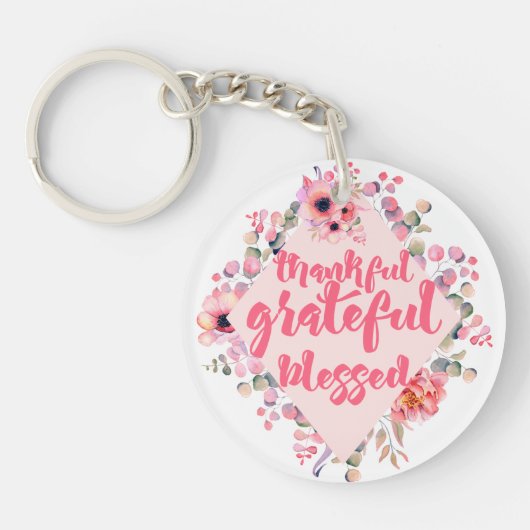 Dankful Grateful Blessed Sleutelhanger (Voorkant)