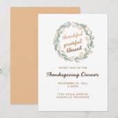 Dankful Grateful Blessed Thanksgiving met adem Kaart (Voorkant / Achterkant)