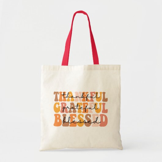 Dankful Grateful Blessed Tote Bag (Voorkant)