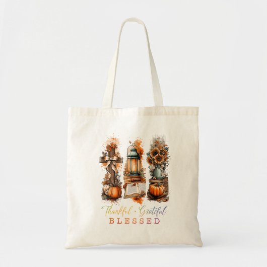 Dankful Grateful Blessed Tote Bag (Voorkant)
