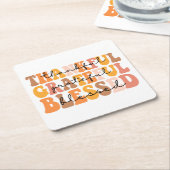 Dankful Grateful Blessed Vierkante Kartonnen Onderzetter (Schuin)