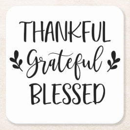 Dankful Grateful Blessed Vierkante Kartonnen Onderzetter