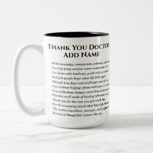 Dankgedicht voor dokter tweekleurige koffiemok