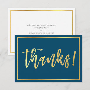 DANKJE handgeschreven gouden schrift donkerblauw Kaart