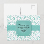 Dankjewel 70e Verjaardag Cijferpatroon Turkoois/Wi Briefkaart (Voorkant / Achterkant)