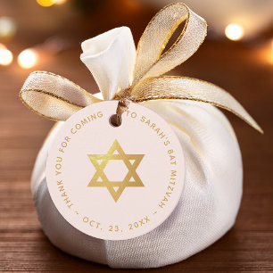 Dankjewel Bat Mitzvah Roze Nepgoud Ster van David Bedankjes Labels