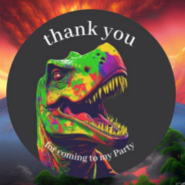 Dankjewel Dinosaurus Verjaardagsfeest Ronde Sticker