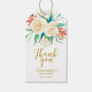 Dankjewel Gouden Glitter Calligrafie Bloemend Dank Cadeaulabel