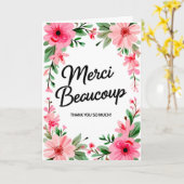Dankjewel kaart Merci Beaucoup (Gele Bloem)