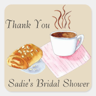 Dankjewel Koffie Met Amandelcroissant Bruisfeest Vierkante Sticker