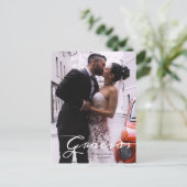 Dankjewel Modern Spaans Schrift Foto Namen & datum Aankondigingskaart (Staand voorkant)