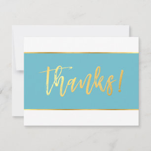 DANKJEWEL moderne turquoise blauwe gouden schrijfs Bedankkaart