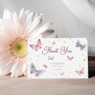 Dankjewel Pastel Vlinder Baby Shower Kaart
