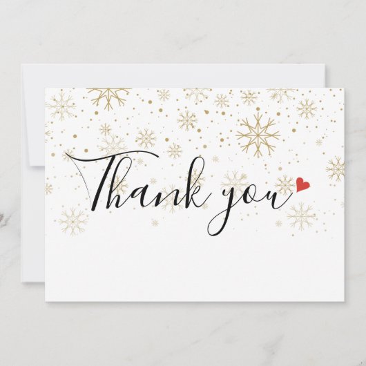 Dankjewel Script Kerstvakantie Sneeuwvlokken Kaart (Voorkant)