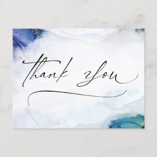 Dankjewel Script Waterverf Goud Elegante Postkaart