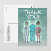 Dankjewel zorgmedewerkers ansichtkaart briefkaart (Voorkant / Achterkant)