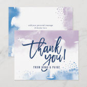 DANKJEWELBRIEF handgeschilderd paars blauw aquarel Kaart (Voorkant / Achterkant)