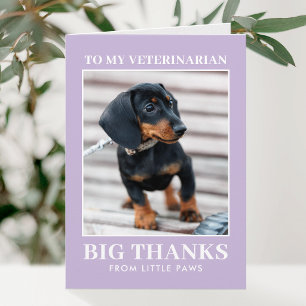 Dankjewelier voor dierenarts Hond Foto Paars Moder Bedankkaart