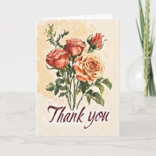 Dankjewelrozen Vintage Bloemen Feestdagen Kaart