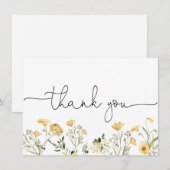 Dankkaart met delicate gele wilde bloem bedankkaart (Voorkant / Achterkant)