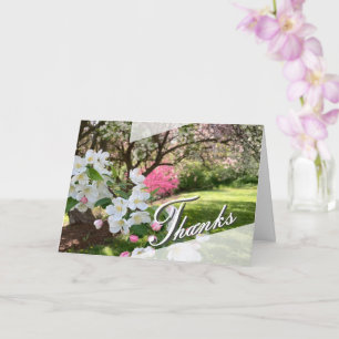 Dankkaart met roze bloemen voor mei kaart