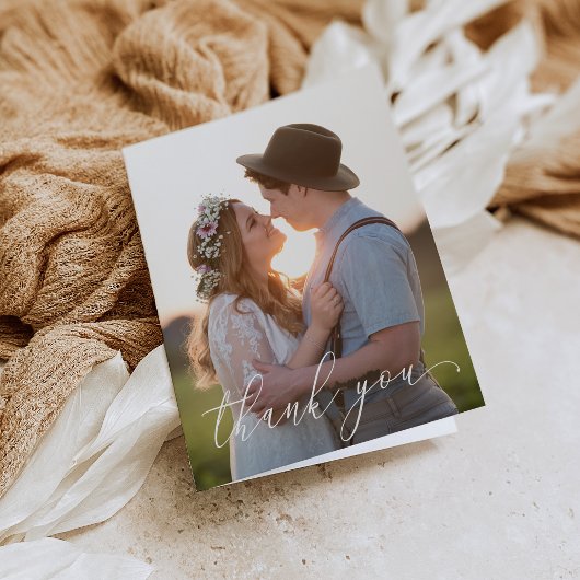 Dankkaartje Vouwen - Witte Script Bedankkaart