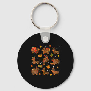 Danksgiving Dachshund Weiner Dog Schattige Pompoen Sleutelhanger