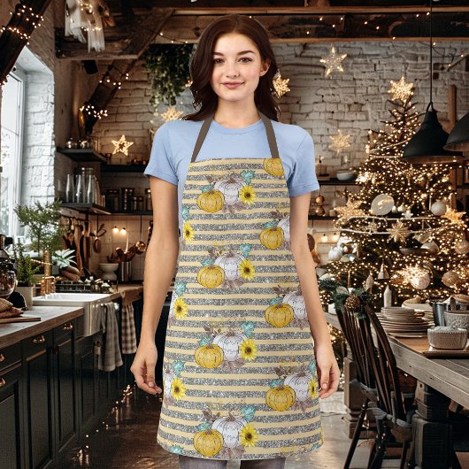 Danksgiving Herfst Pompoen Glitter Schort