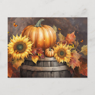 Danksgiving Pompoen Herfstloof Vakantie Feestdagenkaart