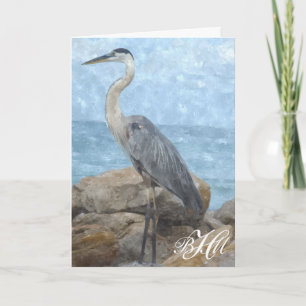 Dankt de Blauwe Reiger van het monogram u nota Bedankkaart