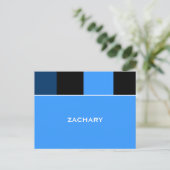 Dankt de Blue Black Bar mitswa van Zachary u Briefkaart (Staand voorkant)