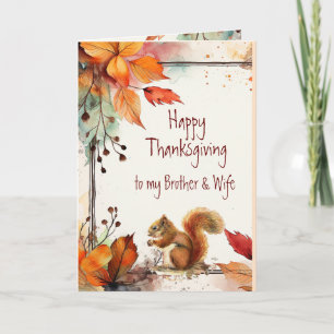 Dankzegging Herfstbladeren Eekhoorn Broer & Echtge Feestdagen Kaart