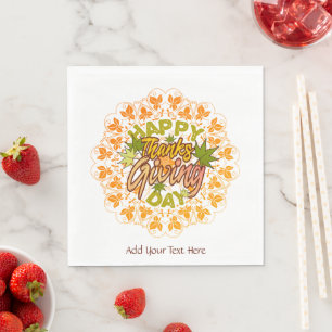 Dankzegging Oranje Boheemse Mandala Herfstbladeren Servet