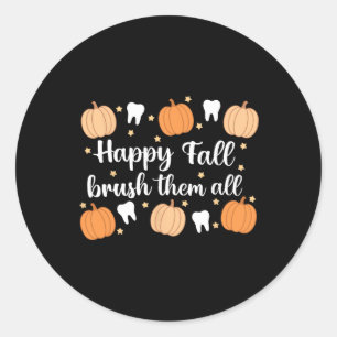Dankzegging Tandarts Gelukkig Herfst Poets Tanden Ronde Sticker