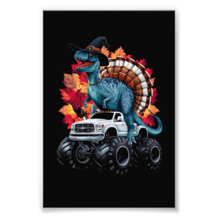 Dankzeggingsdag Dinosaurus T-Rex Monstertruck Foto Afdruk