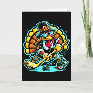 Dankzeggingsdag IJshockey Turkey Day Herfst Kaart