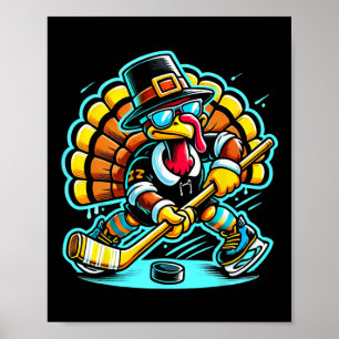 Dankzeggingsdag IJshockey Turkey Day Herfst Poster