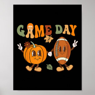 Dankzeggingsdag Speldag Pompoen Voetbal Halloween Poster