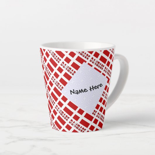 Danmark og Dannebrog Tiled with Your Name Latte Mok (Rechterhoek)